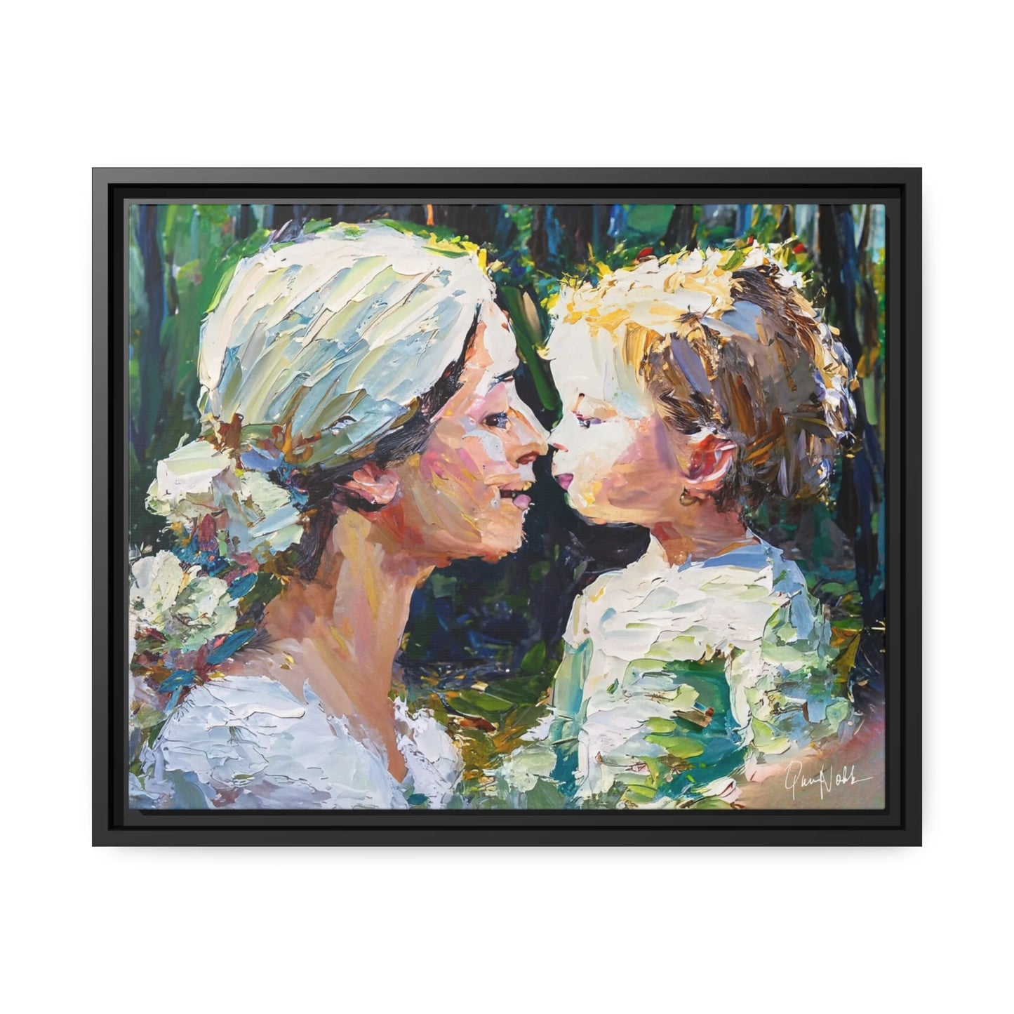 Mother and Child Canvas Wall Art with Frame by Queennoble