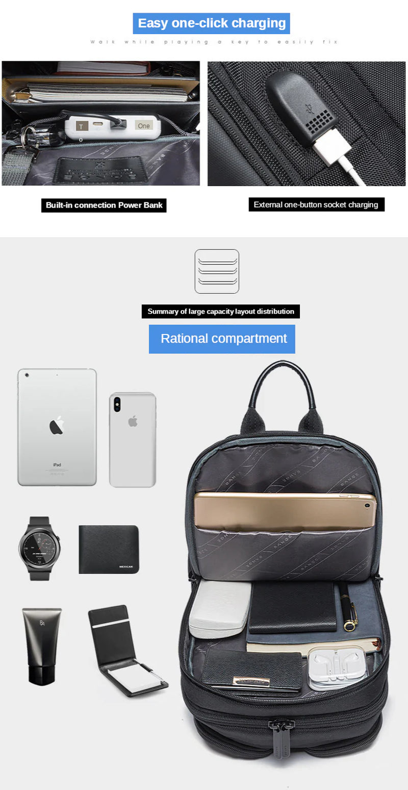 BANGE USB Technology Multifuctional Shoulder Bag for Men