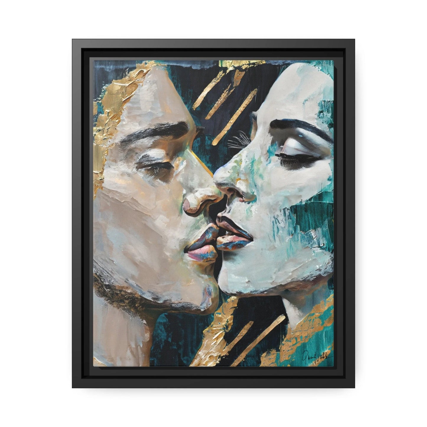 CLOSED EYES and KISSED Canvas Wall Art - by Queennoble