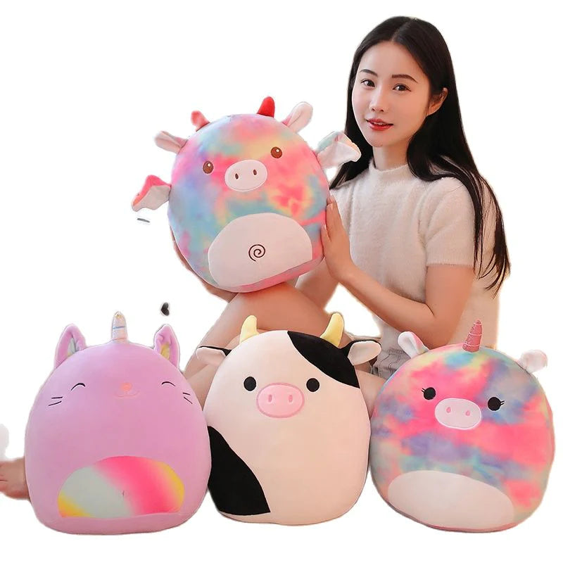 35Cm Hot Cute Soft Fat Unicorn Dinosaur Pig Cattle Plush Toys Stuffed Office Nap Sleep Pillow Cushion Gift Doll for Kids Girls