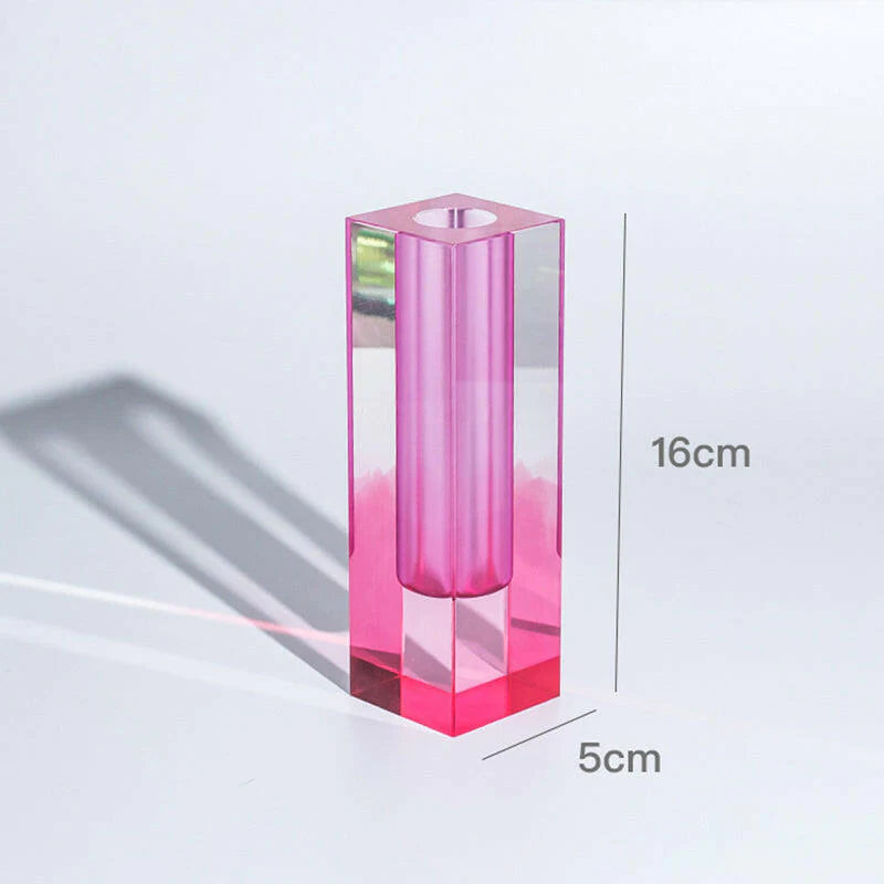 Acrylic Color Gradient Rectangle Glass Pillar Vase