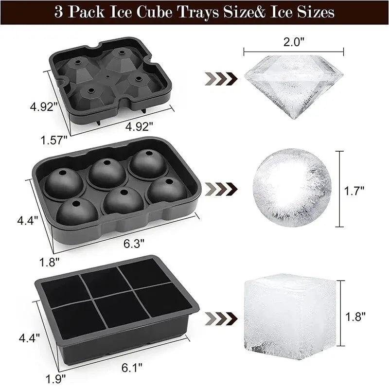 1pc Ice Cube Trays Silicone Ice Cube Molds for Freezer with Lid Reusable Whiskey Ice Mold Ball Diamond Ice Mold