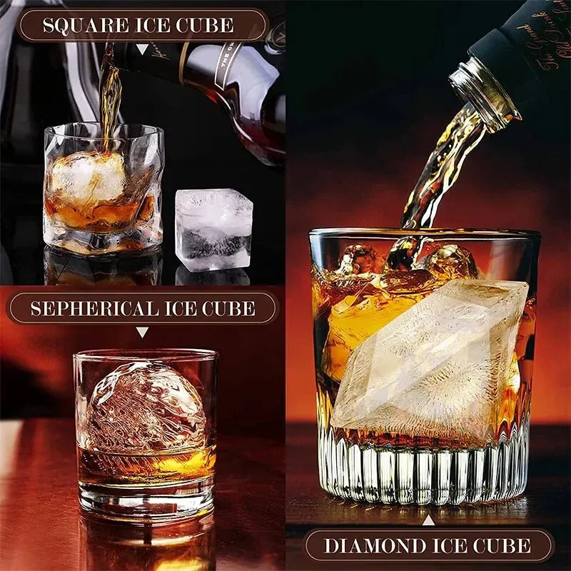 1pc Ice Cube Trays Silicone Ice Cube Molds for Freezer with Lid Reusable Whiskey Ice Mold Ball Diamond Ice Mold