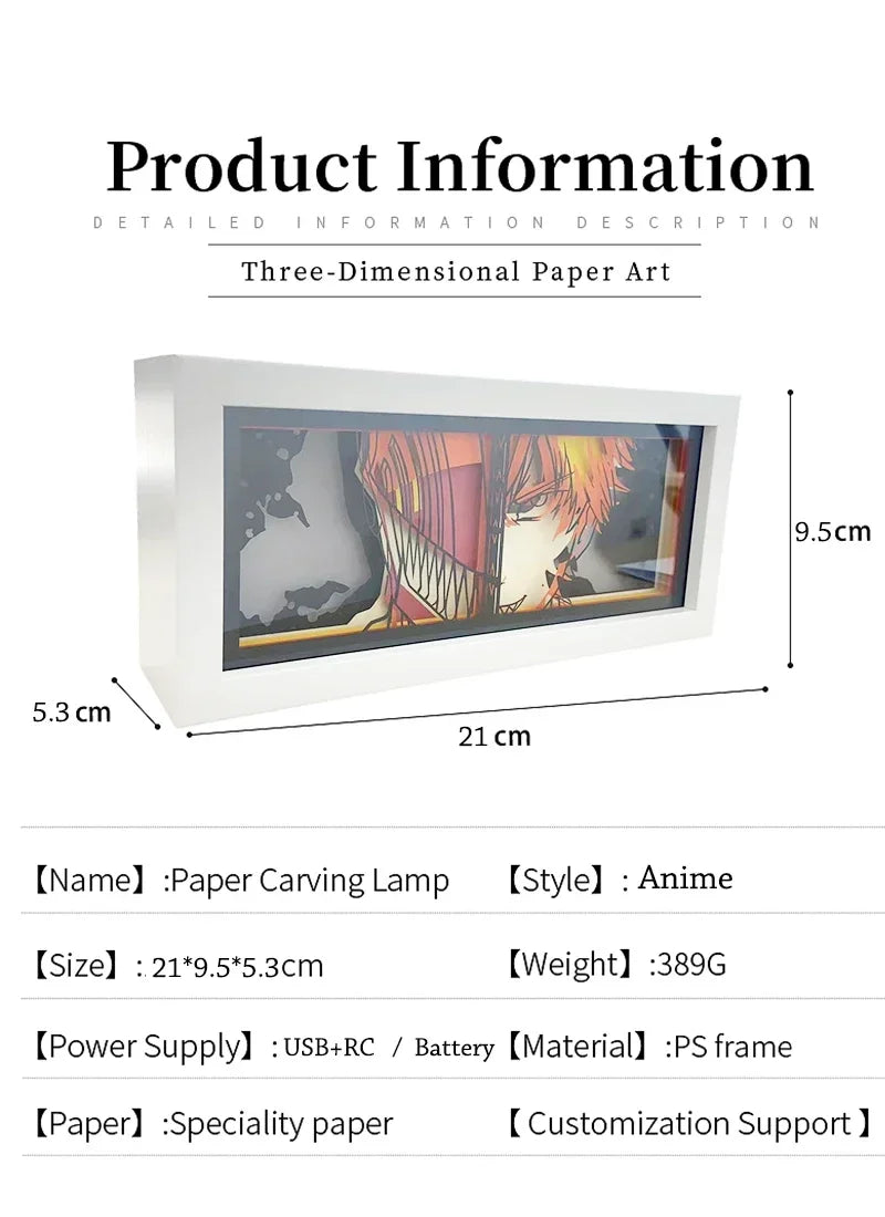 Anime 3D Shadow Lamp Manga Night Light Laser Carving Paper Lamp Light Box Table Lamp Room Decoration Perfect for Party and Gift