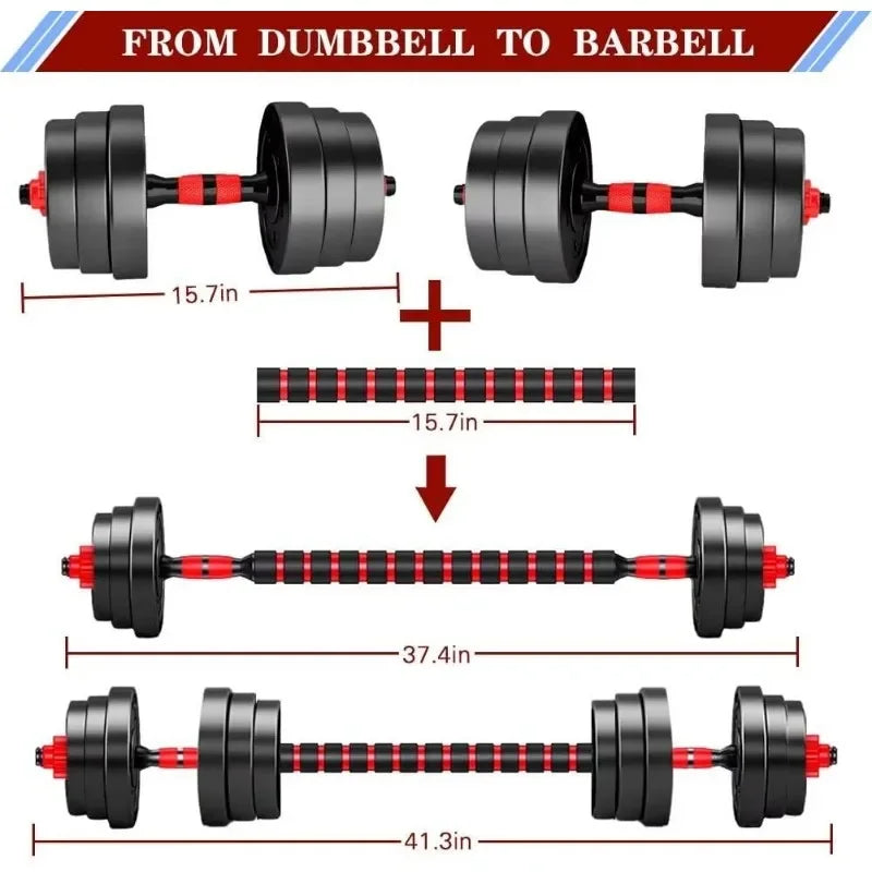 Adjustable Dumbbells Set - Convertible To Barbell