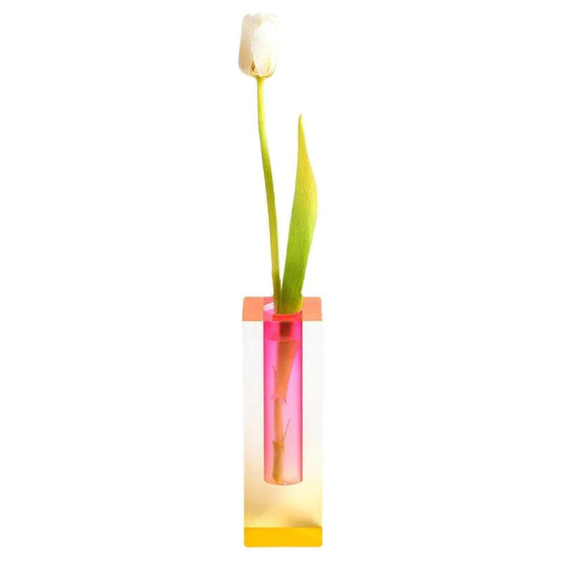 Acrylic Color Gradient Rectangle Glass Pillar Vase