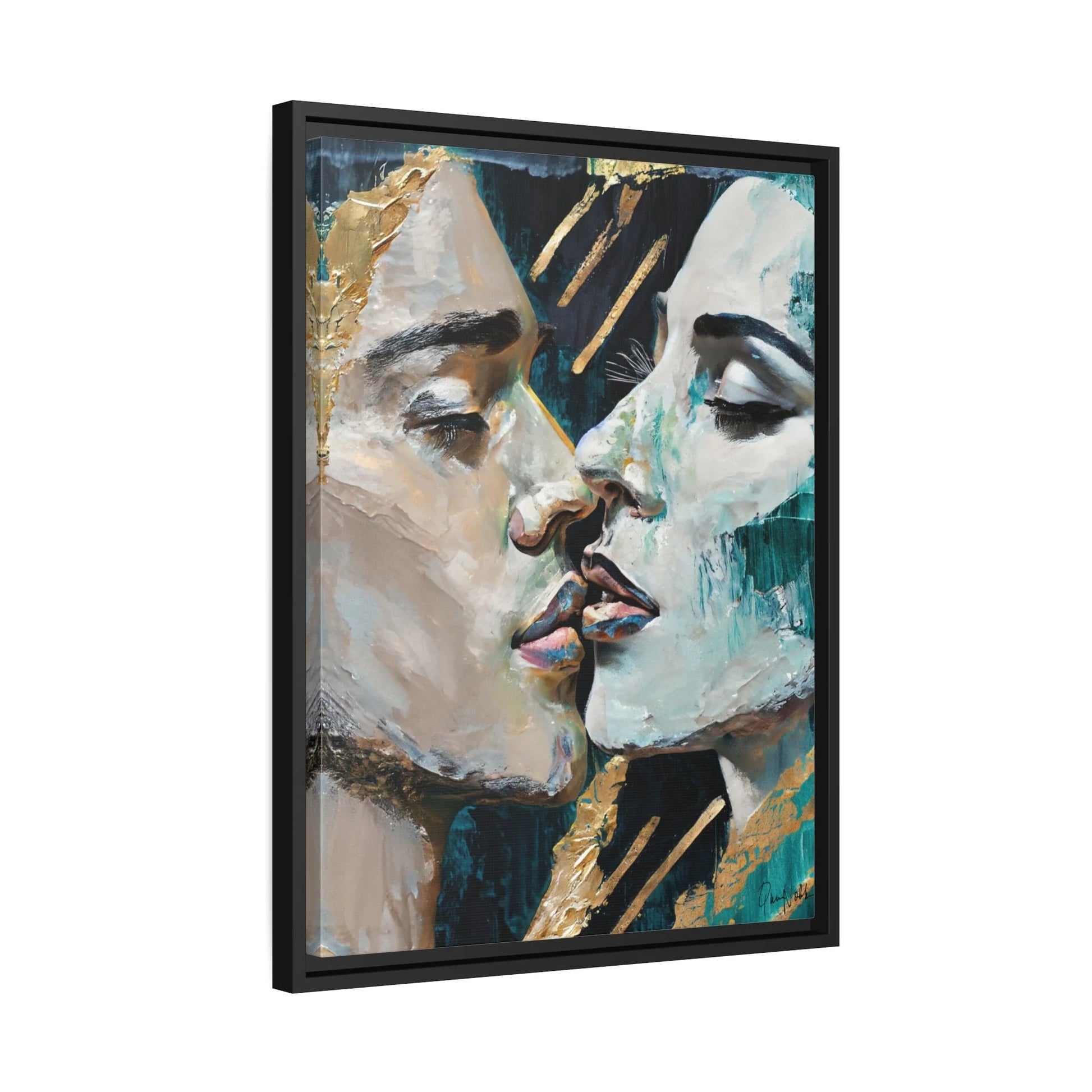 CLOSED EYES and KISSED Canvas Wall Art - by Queennoble