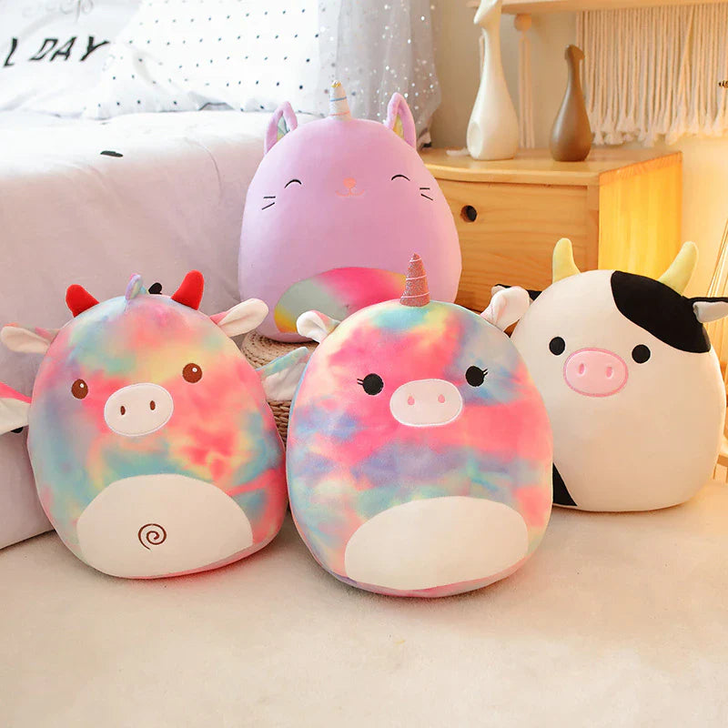 35Cm Hot Cute Soft Fat Unicorn Dinosaur Pig Cattle Plush Toys Stuffed Office Nap Sleep Pillow Cushion Gift Doll for Kids Girls