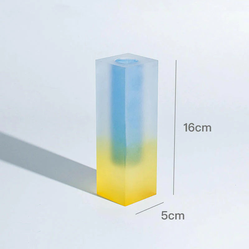 Acrylic Color Gradient Rectangle Glass Pillar Vase