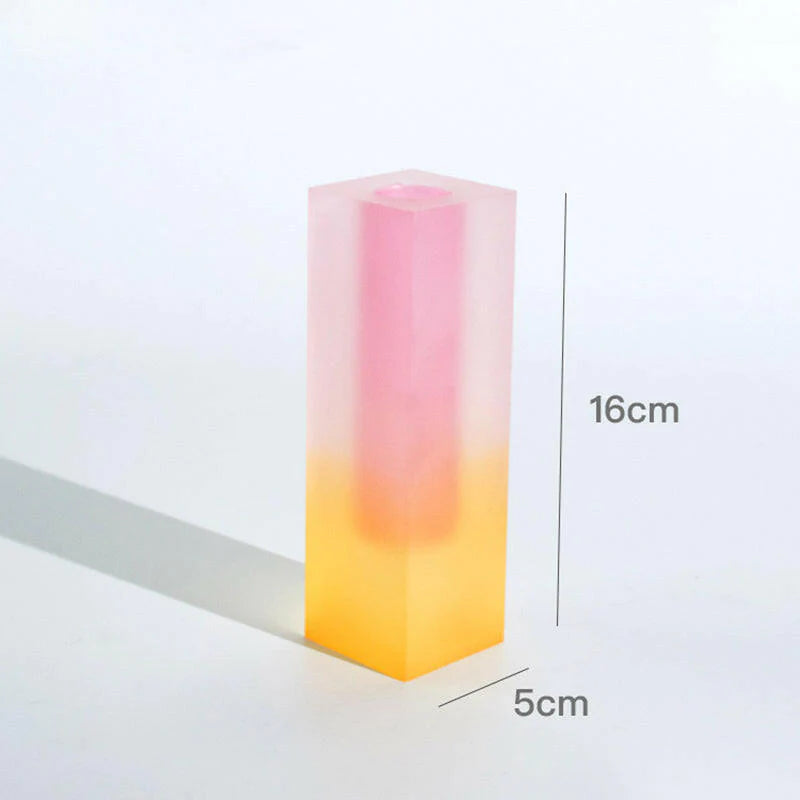 Acrylic Color Gradient Rectangle Glass Pillar Vase