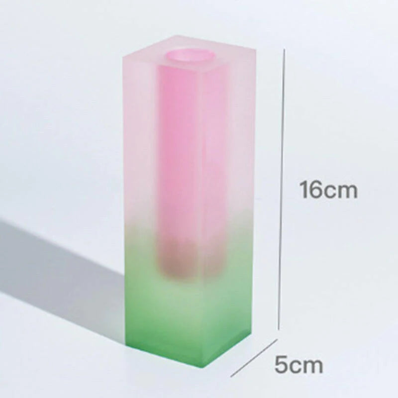 Acrylic Color Gradient Rectangle Glass Pillar Vase