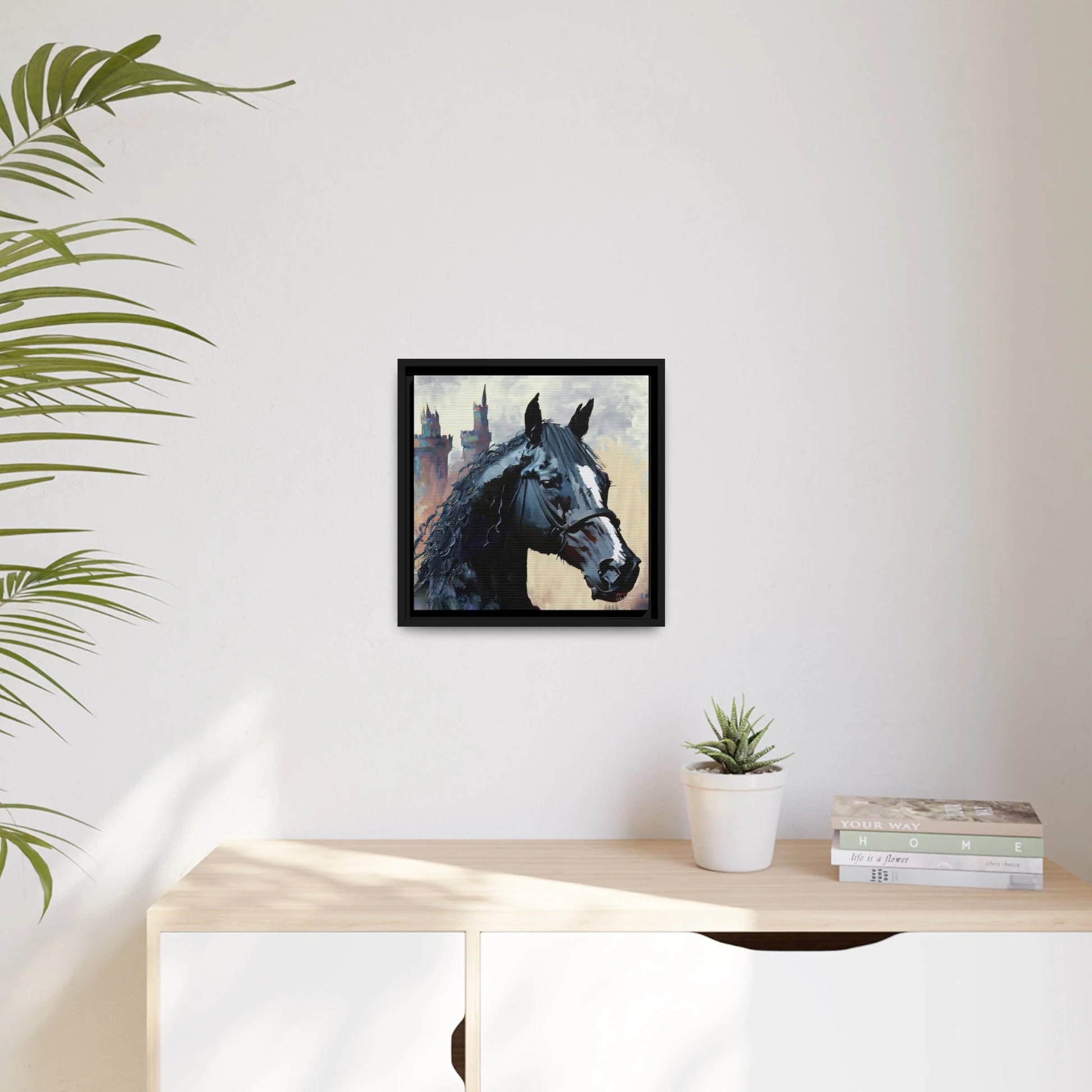 BLACK HORSE Framed Canvas Wall Art - by Queennoble