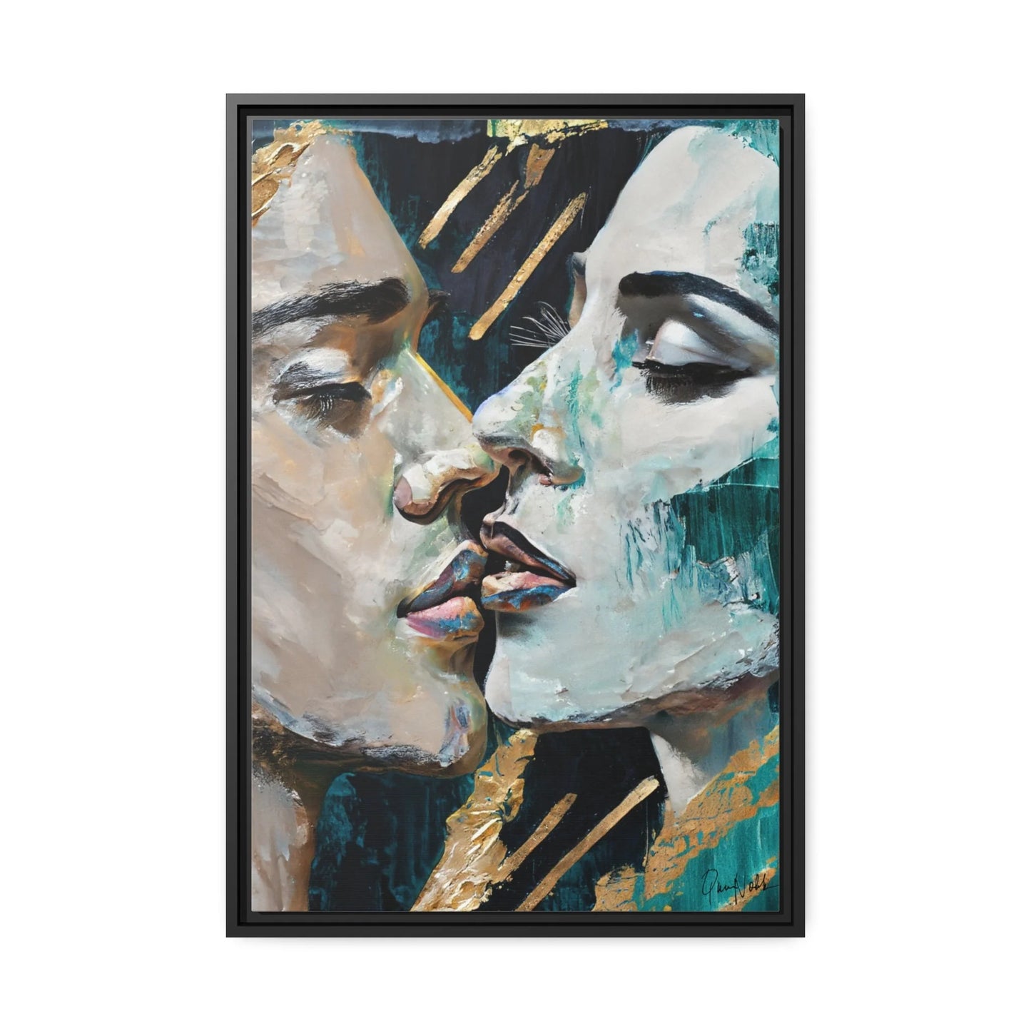 CLOSED EYES and KISSED Canvas Wall Art - by Queennoble