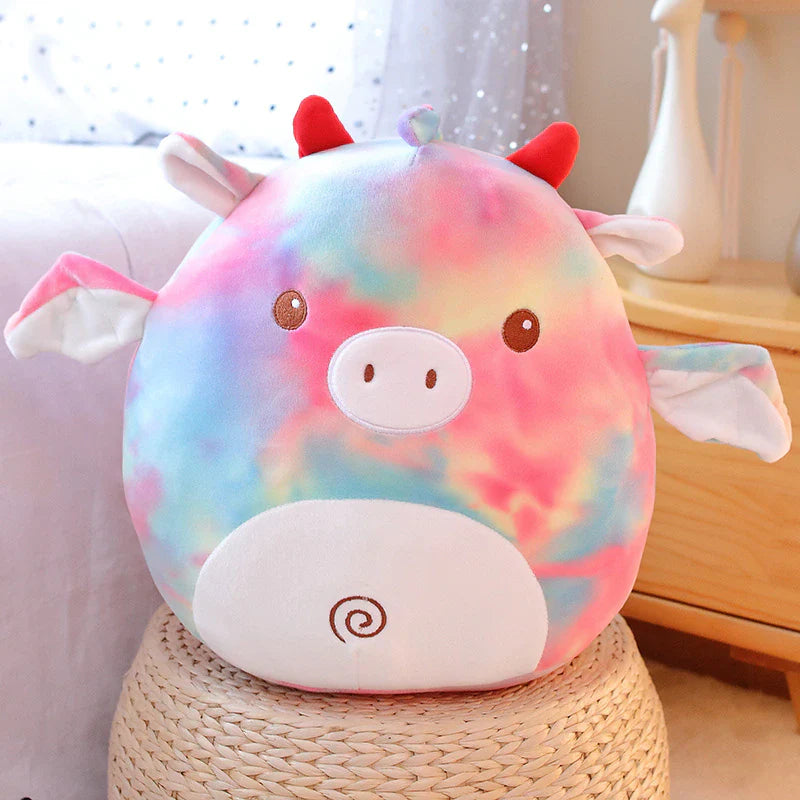 35Cm Hot Cute Soft Fat Unicorn Dinosaur Pig Cattle Plush Toys Stuffed Office Nap Sleep Pillow Cushion Gift Doll for Kids Girls